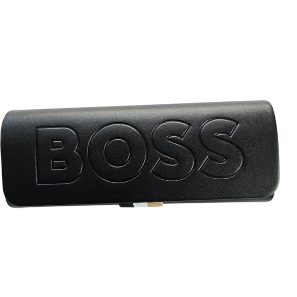 🆕️ BOSS Black Leather Eyeglass Case‎ with Cleaning Cloth "Be Your Own Boss"